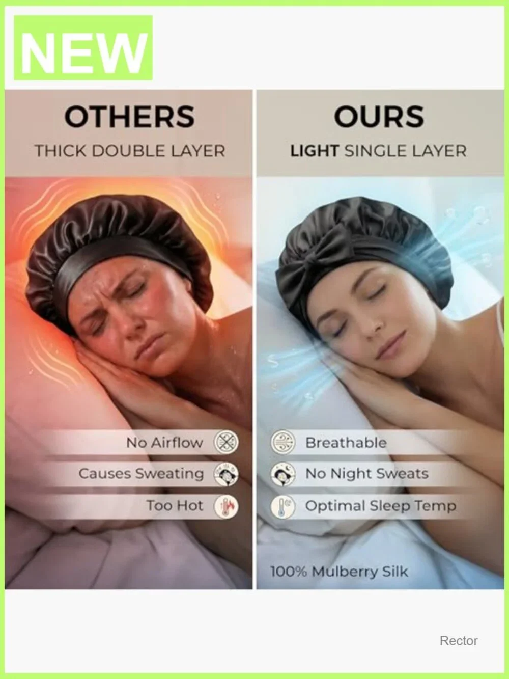 100% Mulberry Silk Sleep Cap Breathable Adjustable Hair Wrap Night Cap